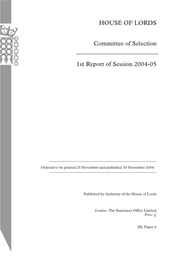 Selection Committee Report