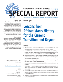 Lessons from Afghanistan's History for the Current Transition and Beyond