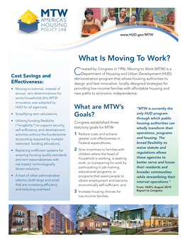 What Is Moving to Work?