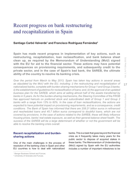 Recent Progress on Bank Restructuring and Recapitalization in Spain