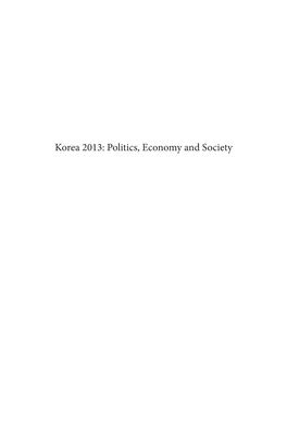 Korea 2013: Politics, Economy and Society