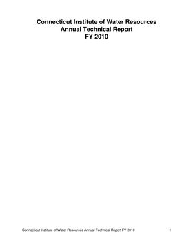 Connecticut Institute of Water Resources Annual Technical Report FY 2010