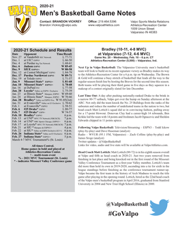 Men's Basketball Game Notes