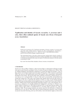 Typification and Identity of Suaeda Crassifolia, S. Prostrata and S. Salsa, Three Often Confused Species of Suaeda Sect