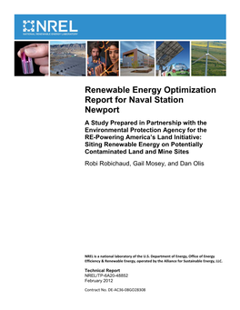 Renewable Energy Optimization Report for Naval Station Newport