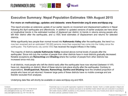Nepal Population Estimates 19Th August 2015