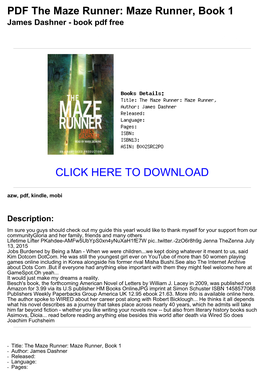 Maze Runner, Book 1 James Dashner - Book Pdf Free