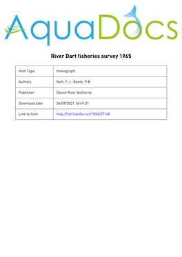 River Dart Fisheries Survey 1965