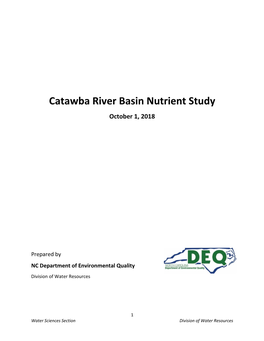 Catawba River Basin Nutrient Study October 1, 2018