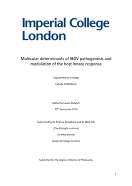 Molecular Determinants of IBDV Pathogenesis and Modulation of the Host Innate Response