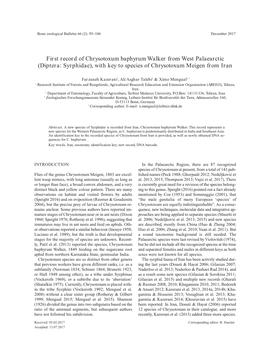 (Diptera: Syrphidae), with Key to Species of Chrysotoxum Meigen from Iran