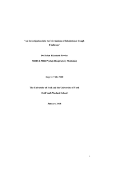 An Investigation Into the Mechanism of Inhalational Cough Challenge’