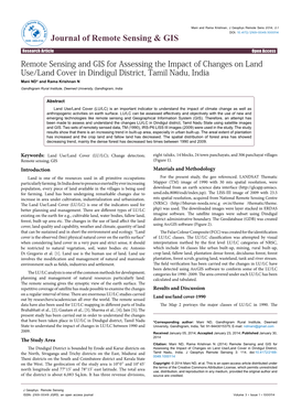 Remote Sensing and GIS for Assessing the Impact of Changes on Land Use/Land Cover in Dindigul District, Tamil Nadu, India