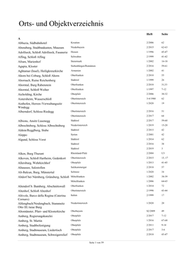 Orts- Und Objektverzeichnis