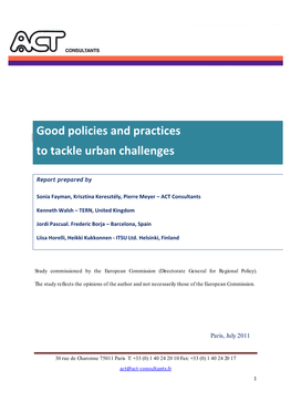 Good Policies and Practices to Tackle Urban Challenges 3