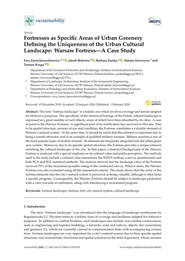 Fortresses As Specific Areas of Urban Greenery Defining the Uniqueness of the Urban Cultural Landscape