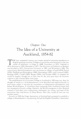 The Idea of a University at Auckland, 1854�82