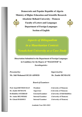 Aspects of Bilingualism in a Mauritanian Context: Nouakchott