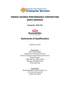 Energy Savings Performance Contracting (Espc) Services