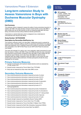 Long-Term Extension Study to Assess Vamorolone in Boys