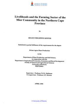 Livelihoods and the Farming Sector of the Mier Community in the Northern Cape Province