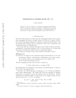 Topological Stable Rank of $\Mathcal {E}'(\Mathbb {R}) $