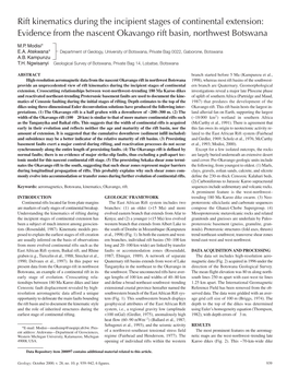 Rift Kinematics During the Incipient Stages of Continental Extension: Evidence from the Nascent Okavango Rift Basin, Northwest Botswana