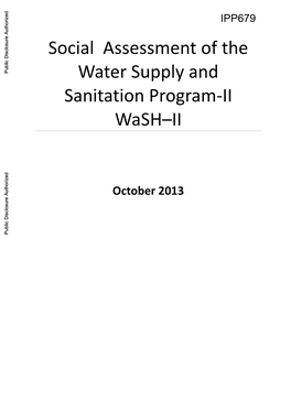 Social Assessment of the Water Supply and Sanitation Program-II