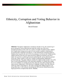 Ethnicity, Corruption and Voting Behavior in Afghanistan
