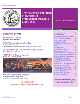 The National Federation of Business & Professional Women's Clubs, Inc