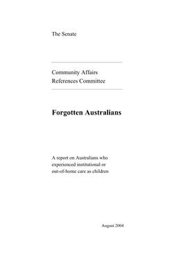 Report on Australians Who Experienced Institutional Or Out-Of-Home Care As Children