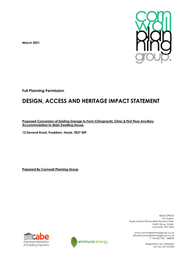 Design, Access and Heritage Impact Statement