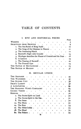 Χ Table of Contents