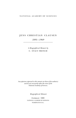 JENS CHRISTIAN CLAUSEN March 11, 1891-November 22, 1969