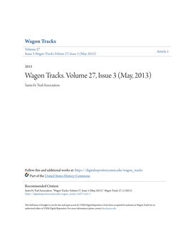 Wagon Tracks. Volume 27, Issue 3 (May, 2013) Santa Fe Trail Association
