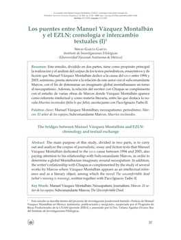 Los Puentes Entre Manuel Vázquez Montalbán Y El EZLN: Cronología E Intercambio Textuales (I)»