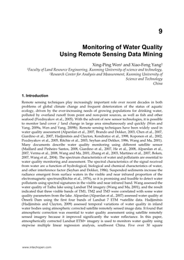 Monitoring of Water Quality Using Remote Sensing Data Mining