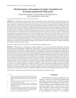 Morfoanatomia E Histoquímica De Órgãos Reprodutivos De Brosimum