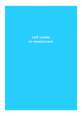 Leif Lenke in Memoriam