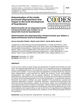 Determination of the Inside Provincial Disproportions That Impact in the Local Development of Guantánamo