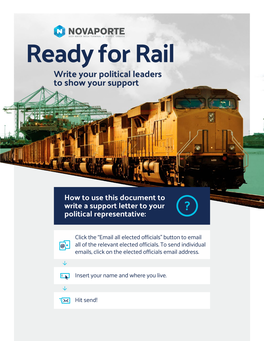 Ready for Rail Write Your Political Leaders to Show Your Support