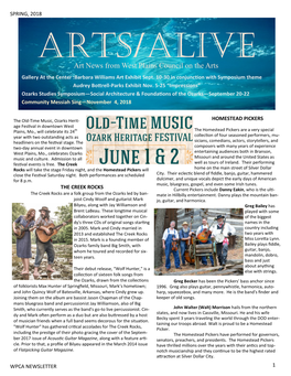WPCA NEWSLETTER 1 SPRING 2018 2018 MAIN STAGE SCHEDULE Old-Time Music Festival Main Stage Performances Will Take Place in the Civic Center Theater from 3-6 P.M