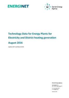 Technology Data for Energy Plants for Electricity and District Heating Generation August 2016