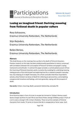 Losing an Imagined Friend: Deriving Meaning from Fictional Death in Popular Culture