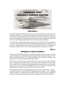 America's First Aircraft Carrier Sorties