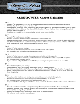 2018 Clint Bowyer Career Overview