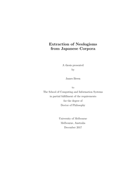 Extraction of Neologisms from Japanese Corpora