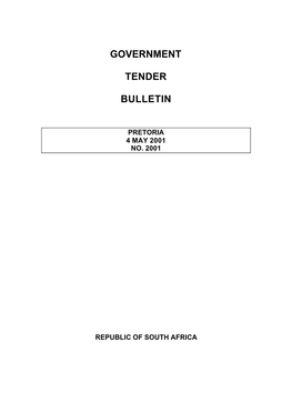 Government Tender Bulletin, 4 May 2001