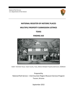National Register of Historic Places Multiple Property Submission