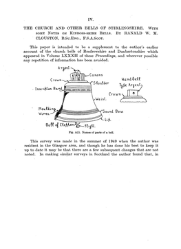 The Church and Other Bells of Stirlingshire. with Some Notes on Kinross-Shire Bells. by Ranald W. M. Clouston, B.Sc.Eng., F.S.A